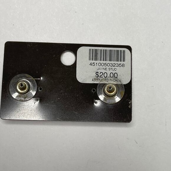 Chico's button earrings gold tone in silver tone setting post pierced classic - Picture 7 of 9